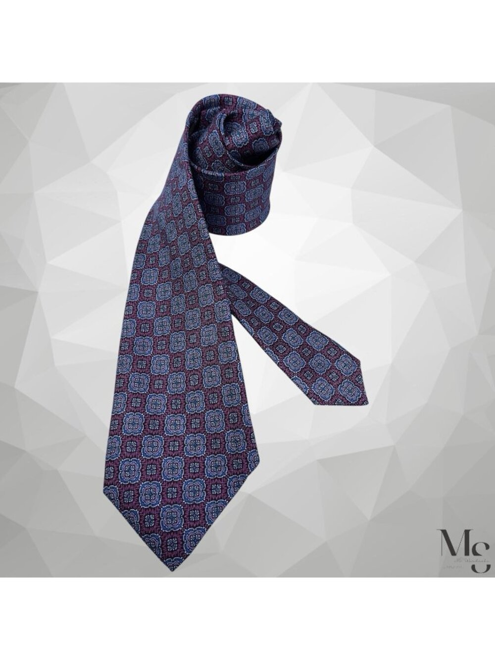ELIZABETTA UOMO XL Purple Floral Luxury Men’s Silk tie Hand Made In Italy EUC